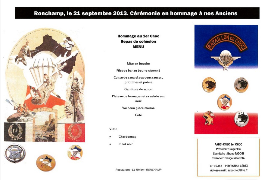 Le menu au restaurant